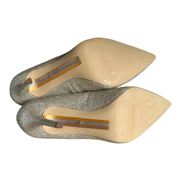 Sam Edelman Hazel Wide Pumps 10W Gold Mesh Glitter Pointed Toe Stiletto Heel NIB - Picture 6 of 8